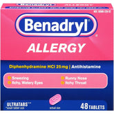 Benadryl Allergy Ultratabs Diphenhydramine HCl 25 mg Antihistamine Tablets